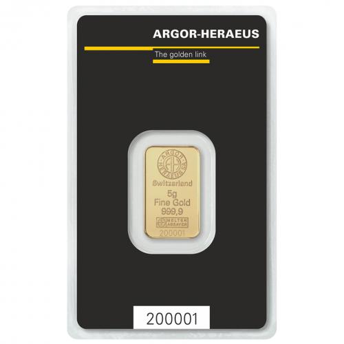 Zlatý slitek 5g Argor-Heraeus 