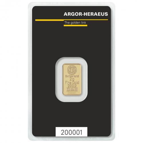 Zlatý slitek 2g Argor-Heraeus 