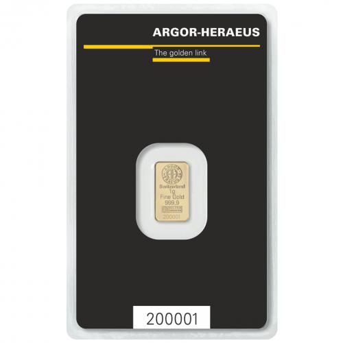 Zlatý slitek 1g Argor-Heraeus 