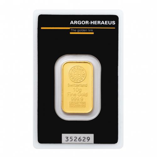 Zlatý slitek 10g Argor-Heraeus 
