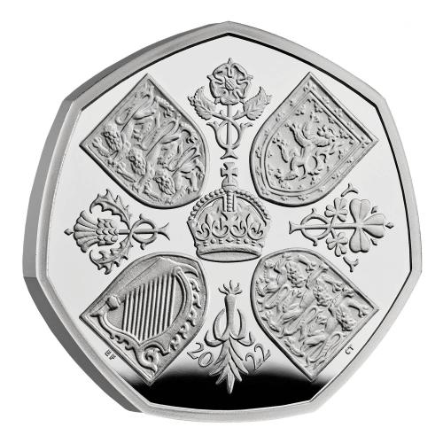 Její Velièenstvo královná Alžbìta II 2022 britská støíbrná mince  50p.
