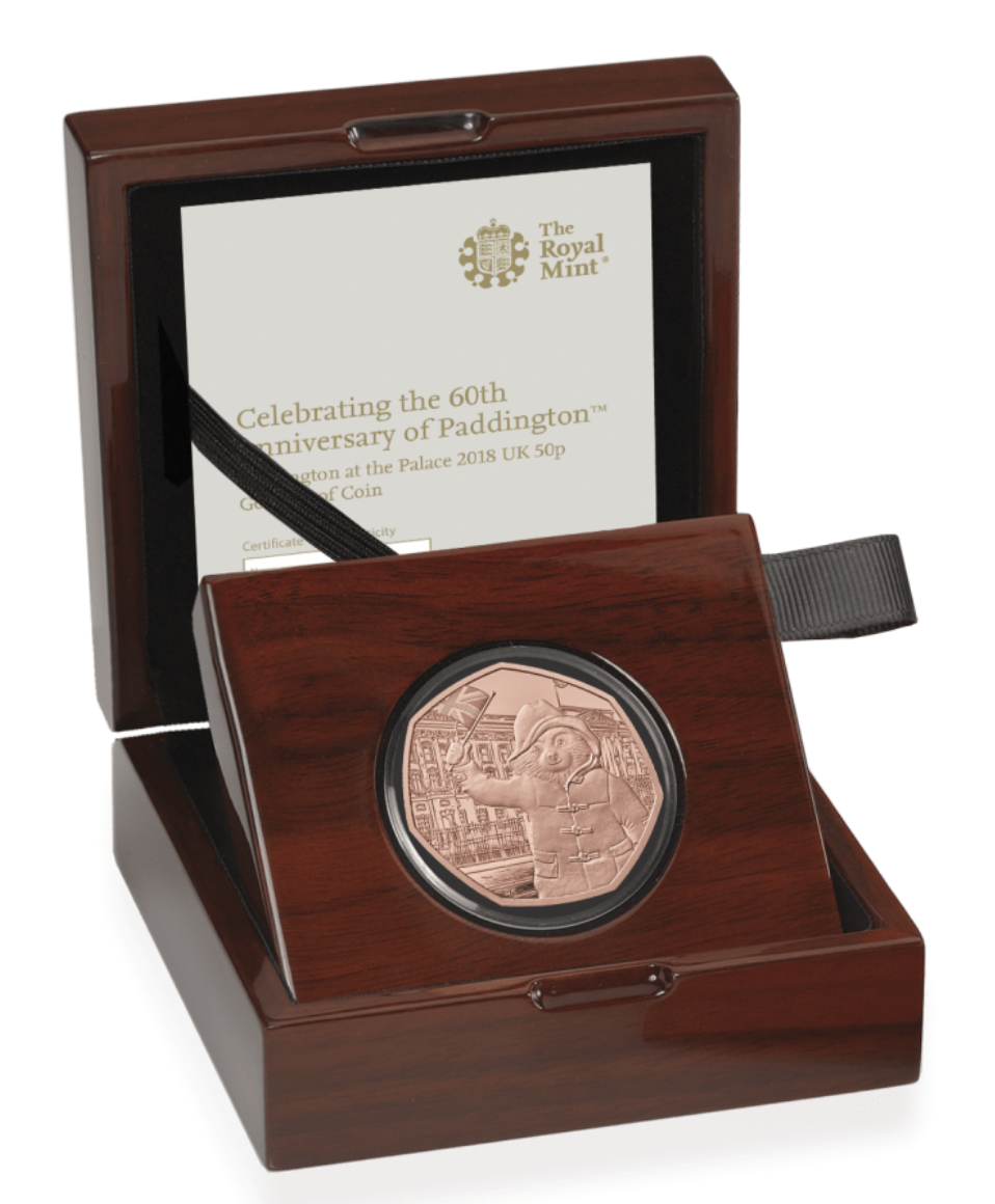 2018 Paddington Bear Buckingham Palace 50p Fifty Pence Gold Proof Coin Box Coa - zvìtšit obrázek