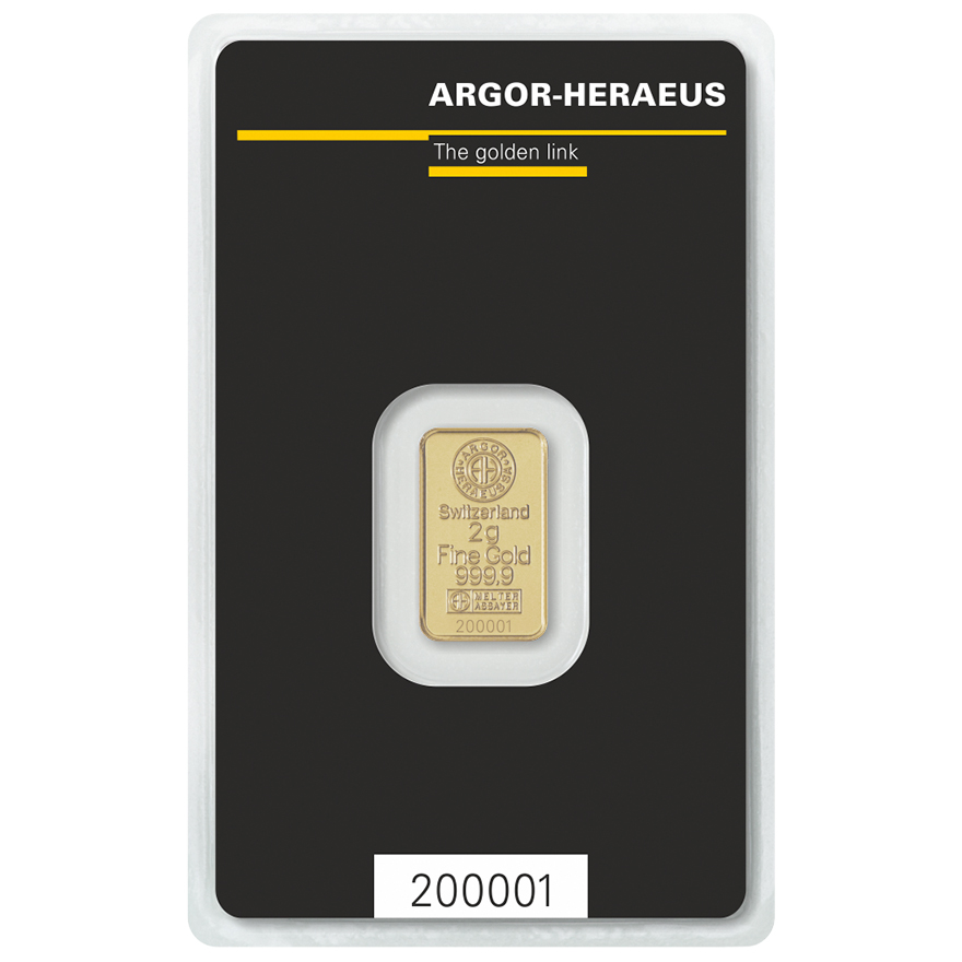 Zlatý slitek 2g Argor-Heraeus  - zvìtšit obrázek