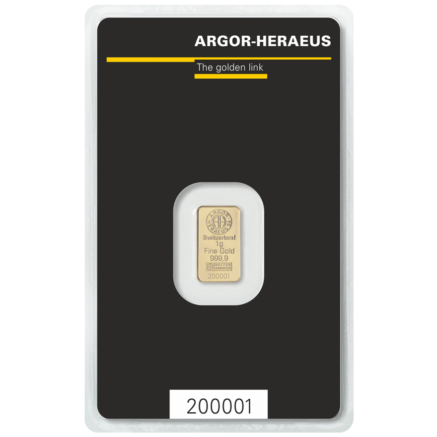 Zlatý slitek 1g Argor-Heraeus  - zvìtšit obrázek